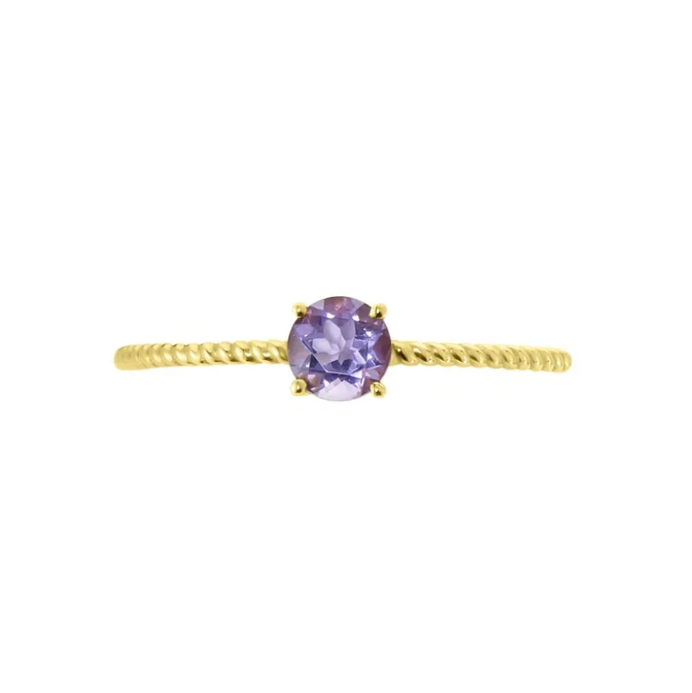 Bague Or Jaune Demi Amethyste