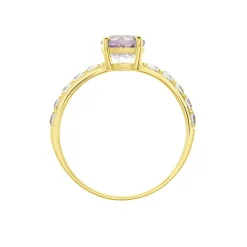 Bague Or Jaune Monroe Amethyste Oxydes De Zirconium