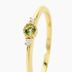 Bague Poem Argent Jaune Péridot Oxyde De Zirconium