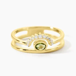 Marc Orian Bagues De Promesse|Bagues Fantaisie > Bague Poem Argent Jaune Péridot Oxyde De Zirconium