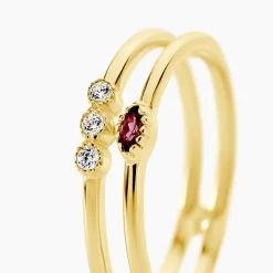 Marc Orian Bagues De Promesse|Bagues Fantaisie > Bague Poem Argent Jaune Rhodolite Oxyde De Zirconium