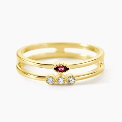 Marc Orian Bagues De Promesse|Bagues Fantaisie > Bague Poem Argent Jaune Rhodolite Oxyde De Zirconium