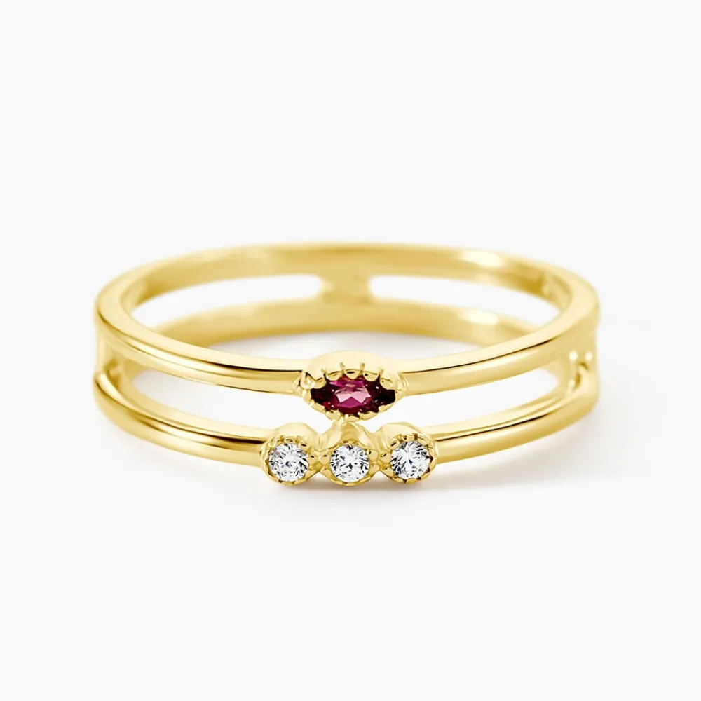 Marc Orian Bagues De Promesse|Bagues Fantaisie > Bague Poem Argent Jaune Rhodolite Oxyde De Zirconium