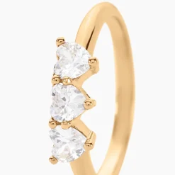 Bague Poésie Rosée Plaque Or Jaune Oxyde De Zirconium