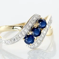 Bague Simma Or Jaune Saphir Et Diamant
