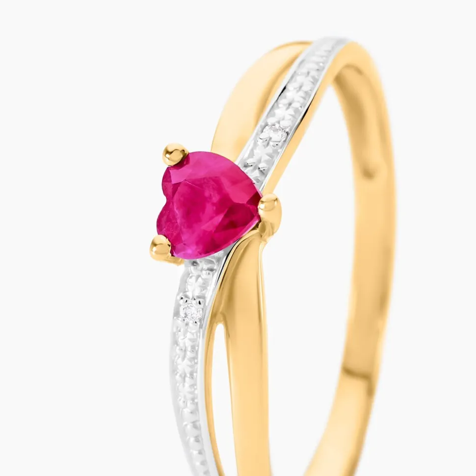 Bague Skylar Or Bicolore Rubis Diamant