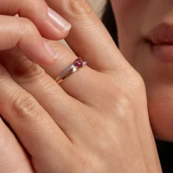 Bague Skylar Or Bicolore Rubis Diamant