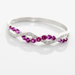 Bague Sofia Or Blanc Rubis Et Diamant