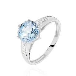 Marc Orian Anniversaire De Mariage|Bagues > Bague Solitaire Adyl Or Blanc Turquoise Et Oxyde De Zirconium