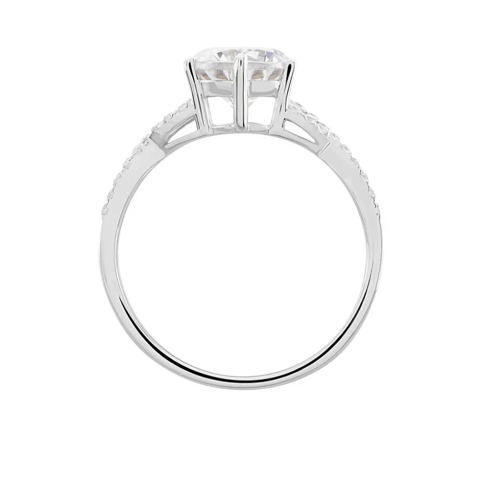 Bague Solitaire Alassane Or Blanc Oxyde De Zirconium