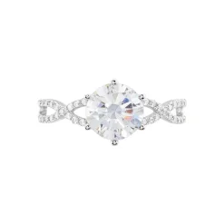 Bague Solitaire Alassane Or Blanc Oxyde De Zirconium