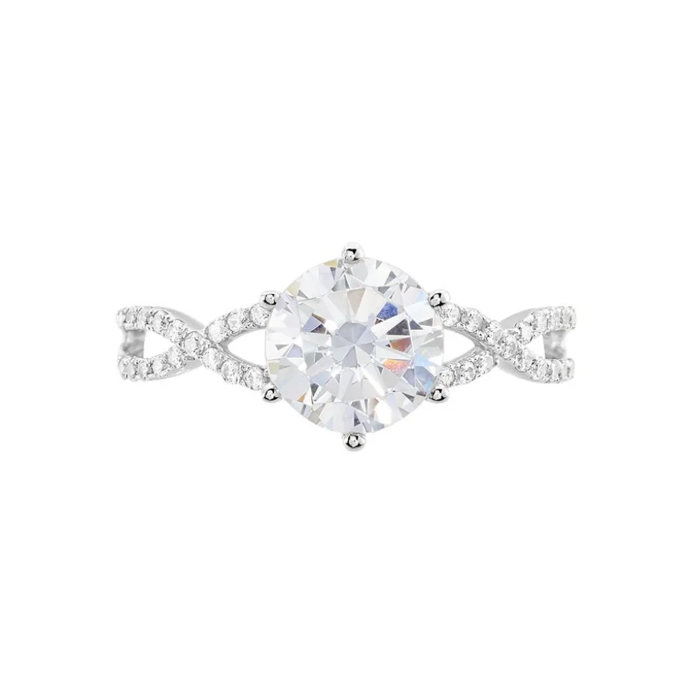 Bague Solitaire Alassane Or Blanc Oxyde De Zirconium