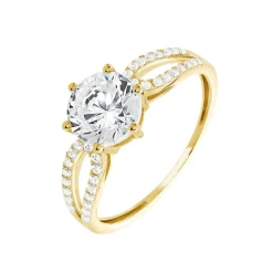 Bague Solitaire Alexendra Or Jaune Oxyde De Zirconium