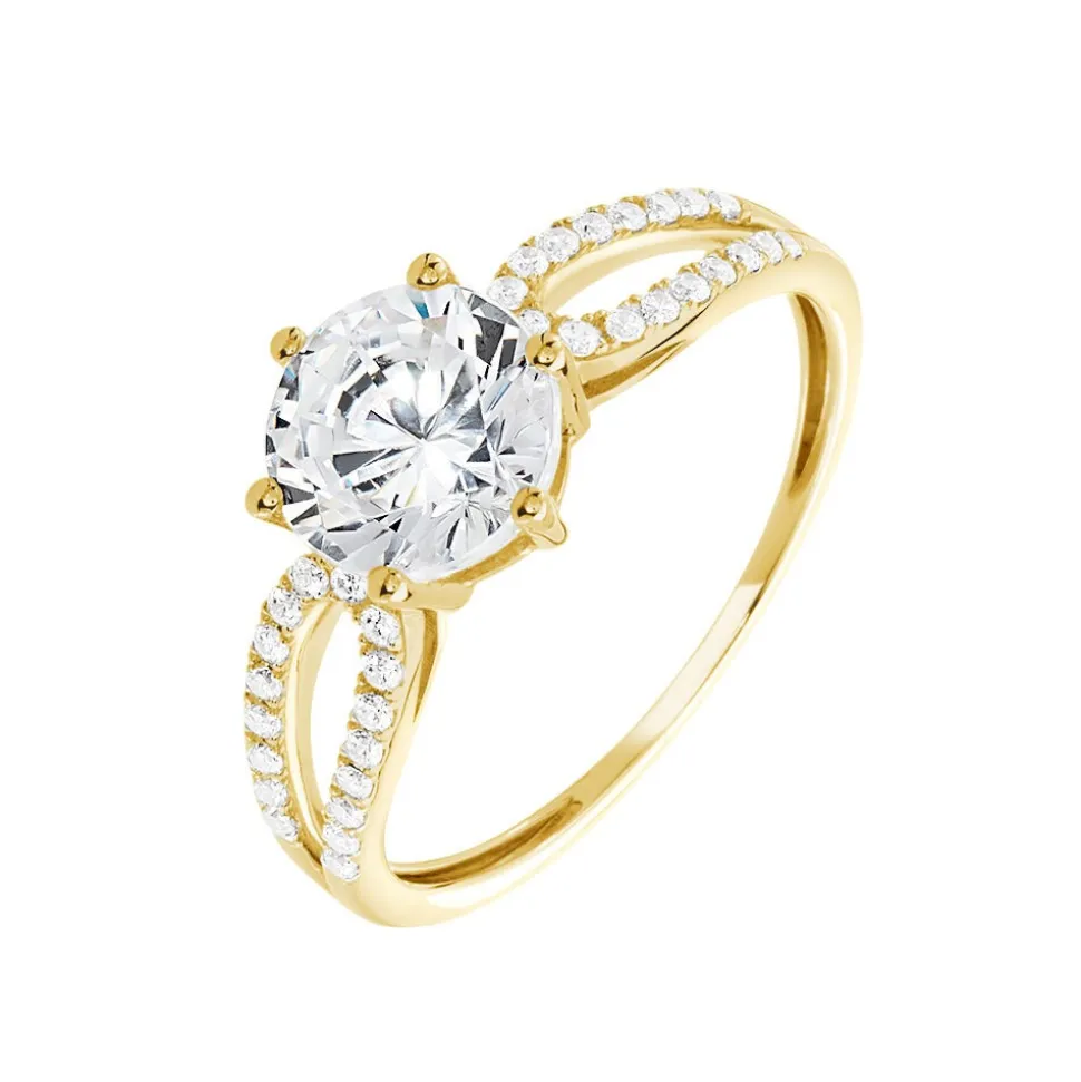 Bague Solitaire Alexendra Or Jaune Oxyde De Zirconium