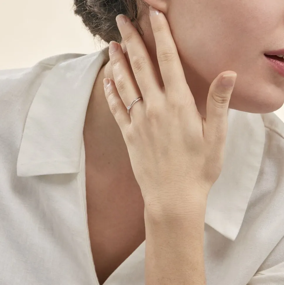 Bague Solitaire Asia Or Blanc Diamant