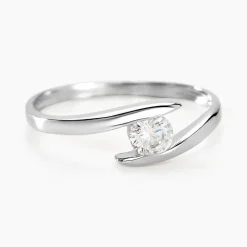 Bague Solitaire Camilia Or Blanc Oxyde De Zirconium