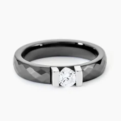 Marc Orian Bagues De Promesse|Bagues Fantaisie > Bague Solitaire Ceramik Design Argent Oxyde De Zirconium Et Céramique