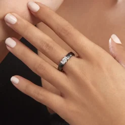 Marc Orian Bagues De Promesse|Bagues Fantaisie > Bague Solitaire Ceramik Design Argent Oxyde De Zirconium Et Céramique