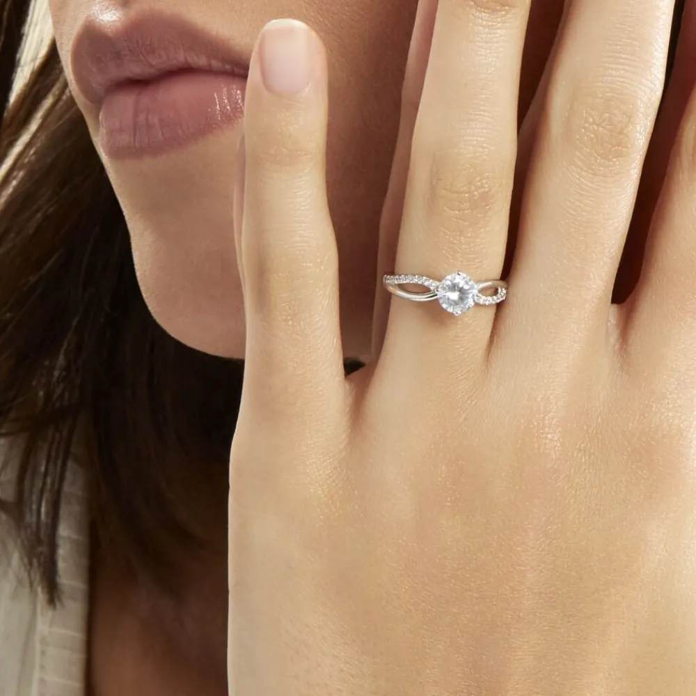 Marc Orian Bijoux Fantaisie|Bijoux Argent > Bague Solitaire Essie Argent Blanc Oxyde De Zirconium