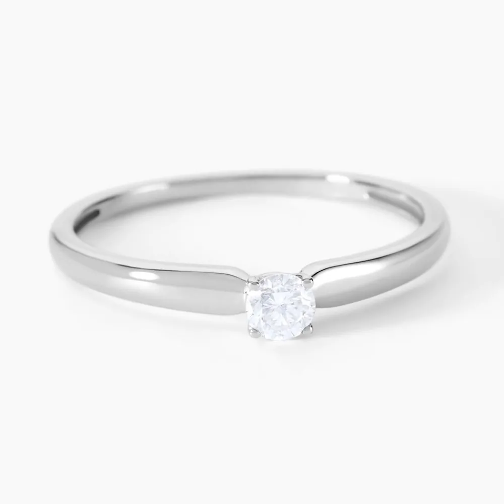 Marc Orian Anniversaire De Mariage|Bagues De Fiançailles > Bague Solitaire Flora Or Blanc Diamant