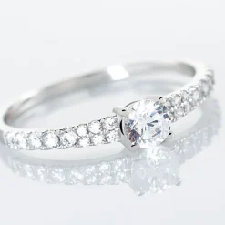 Marc Orian Bagues De Promesse|Bagues > Bague Solitaire Francoise-marie Or Blanc Oxyde De Zirconium