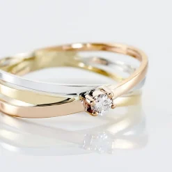 Marc Orian Anniversaire De Mariage|Bagues > Bague Solitaire Gisla Or Tricolore Diamant