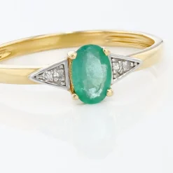 Marc Orian Bijoux Émeraude|Anniversaire De Mariage > Bague Solitaire Ludmilla Et Diamant or jaune emeraude