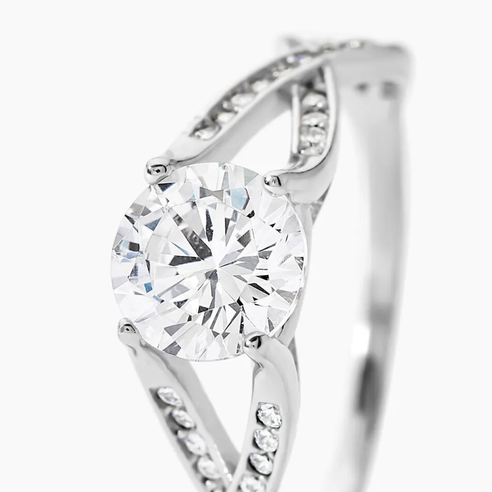 Marc Orian Bagues De Promesse|Bijoux Zirconium > Bague Solitaire Maddy Argent Blanc Oxyde De Zirconium