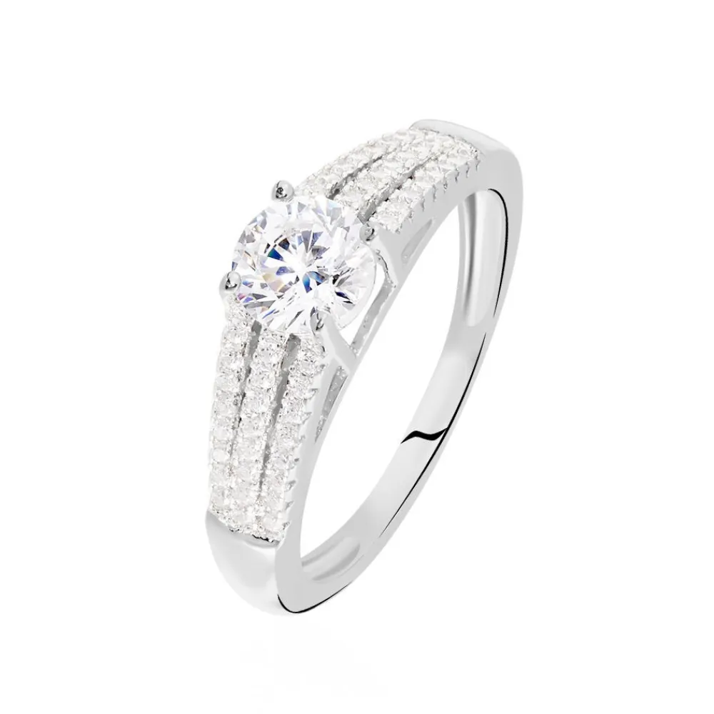 Marc Orian Bagues De Promesse|Bijoux Zirconium > Bague Solitaire Maelline Argent Blanc Oxyde De Zirconium