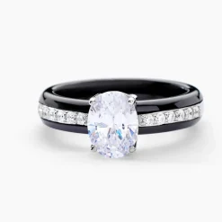 Marc Orian Bagues De Promesse|Bagues > Bague Solitaire Neville Argent Blanc Céramique Et Oxyde De Zirconium