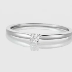 Bague Solitaire Or Blanc Flora Diamant