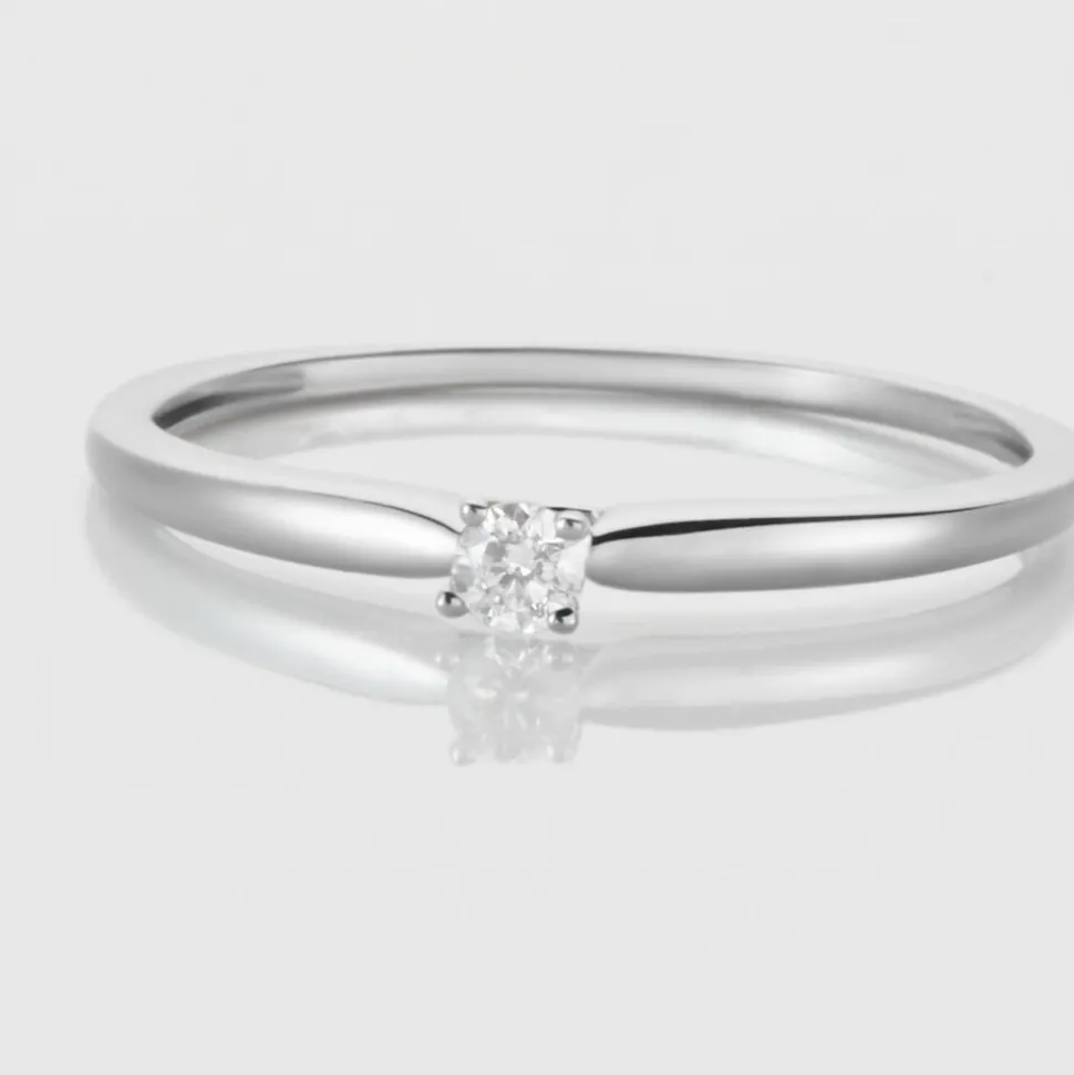 Bague Solitaire Or Blanc Flora Diamant