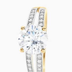Bague Solitaire Or Jaune Anthyme Oxyde De Zirconium