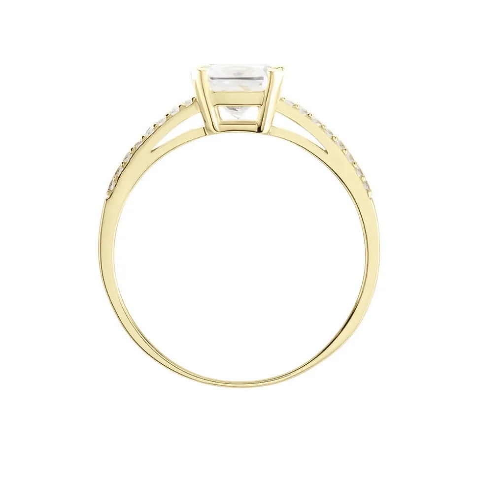 Bague Solitaire Or Jaune Beline Oxyde De Zirconium