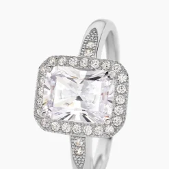 Bague Solitaire Pilar Argent Blanc Oxyde De Zirconium
