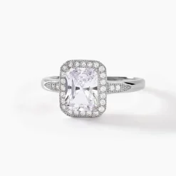 Bague Solitaire Pilar Argent Blanc Oxyde De Zirconium