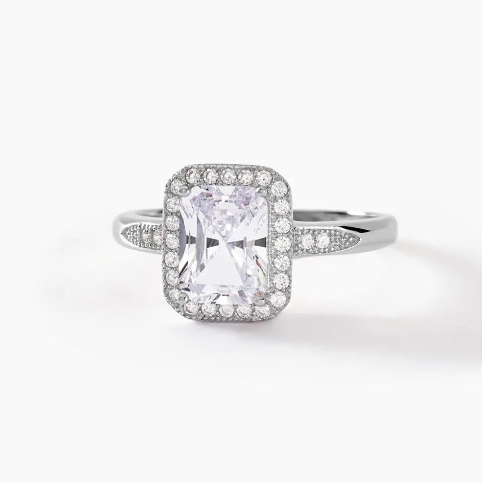 Bague Solitaire Pilar Argent Blanc Oxyde De Zirconium