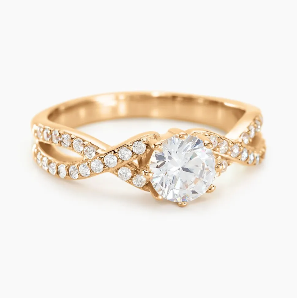 Bague Solitaire Plaqué Or Jaune Arienne Oxydes De Zirconium