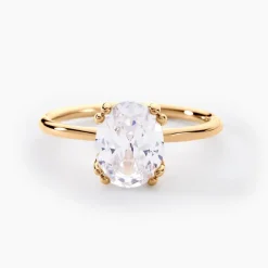 Bague Solitaire Plaqué Or Liber Oxyde De Zirconium