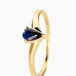 Bague Solitaire Pluie D'Eclat Or Jaune Saphir