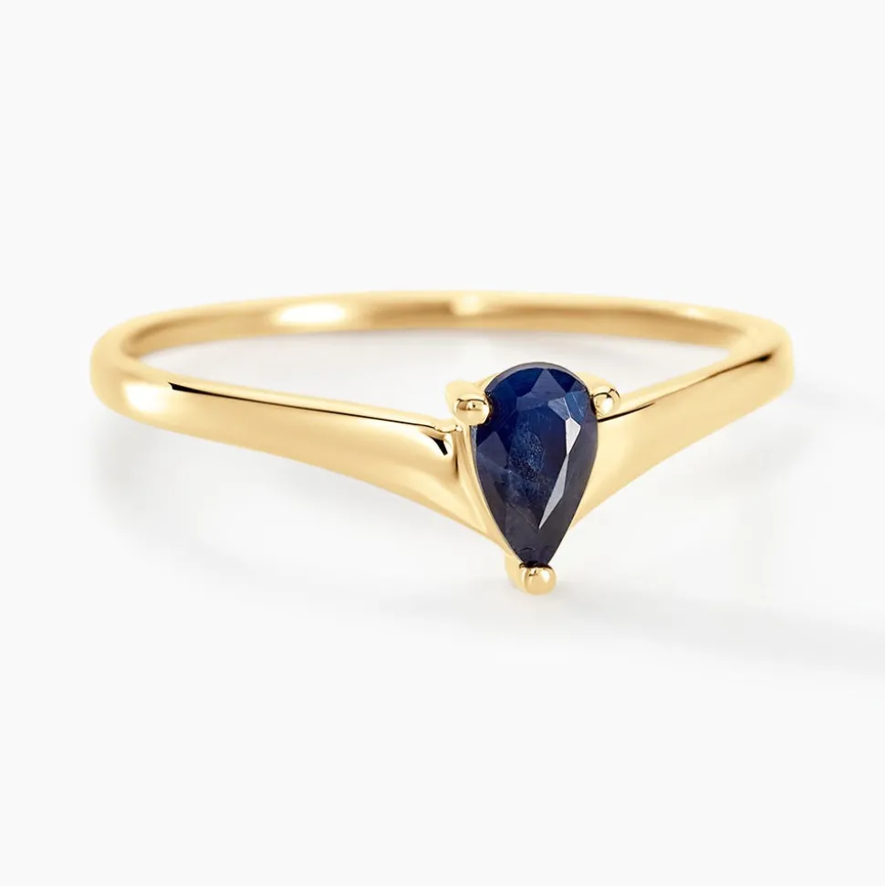 Bague Solitaire Pluie D'Eclat Or Jaune Saphir