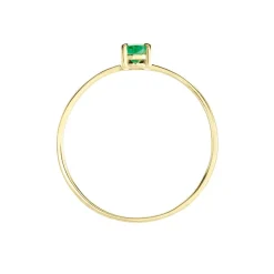 Bague Solitaire Pluie D'Eclat Or Jaune Emeraude
