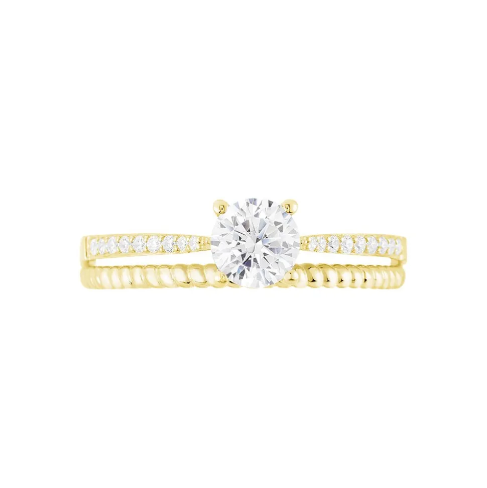 Bague Solitaire Rosemonde Or Jaune Oxyde De Zirconium