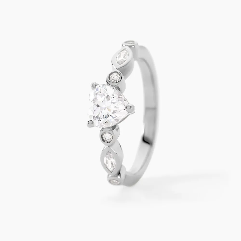Marc Orian Bagues De Promesse|Bagues Fantaisie > Bague Solitaire Sagan Argent Blanc Oxyde De Zirconium