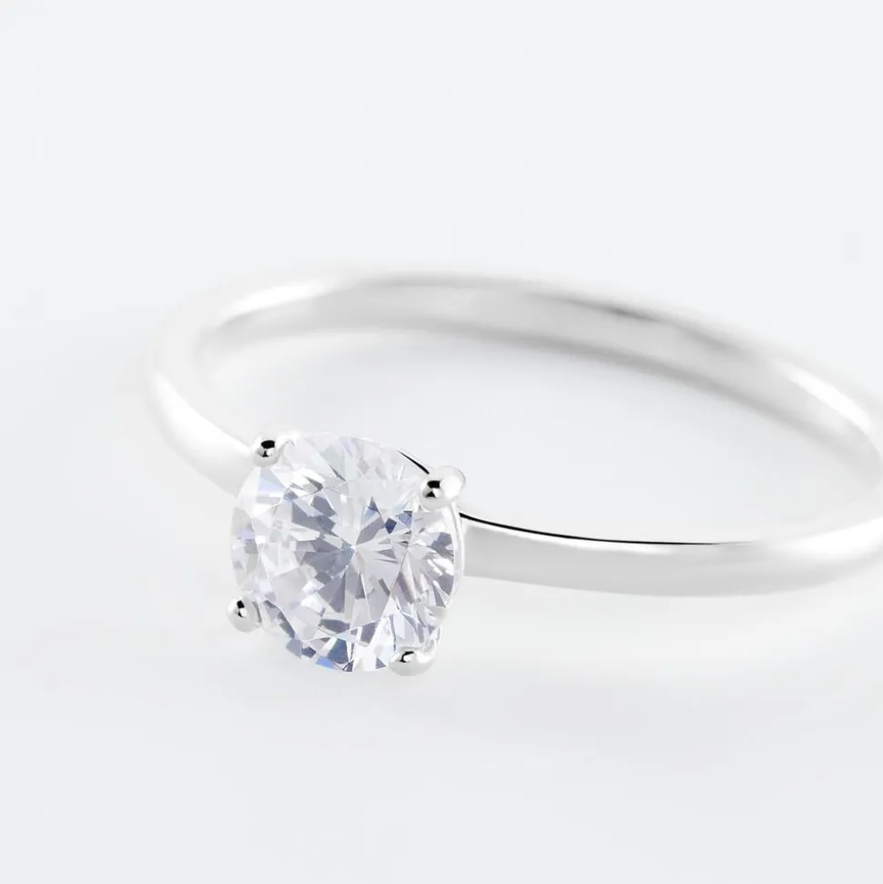 Bague Solitaire Stella Argent Blanc Oxyde De Zirconium