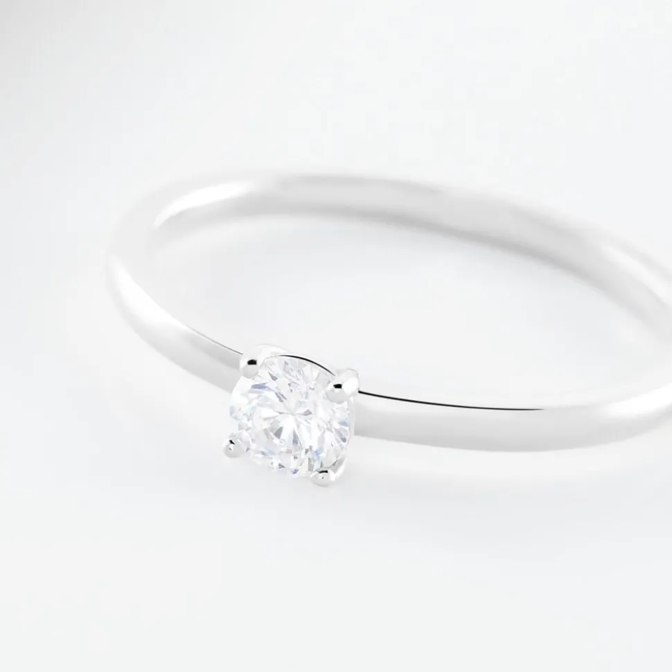 Bague Solitaire Stella Argent Blanc Oxyde De Zirconium