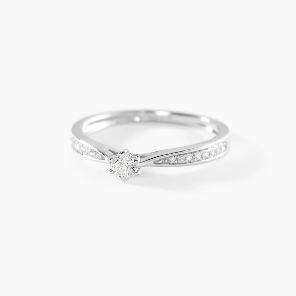 Bague Solitaire Symphonie Or Blanc Diamant