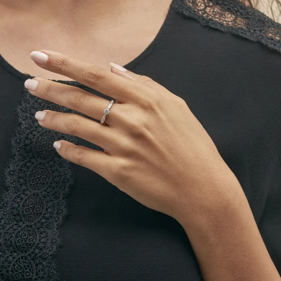 Bague Solitaire Symphonie Or Blanc Diamant