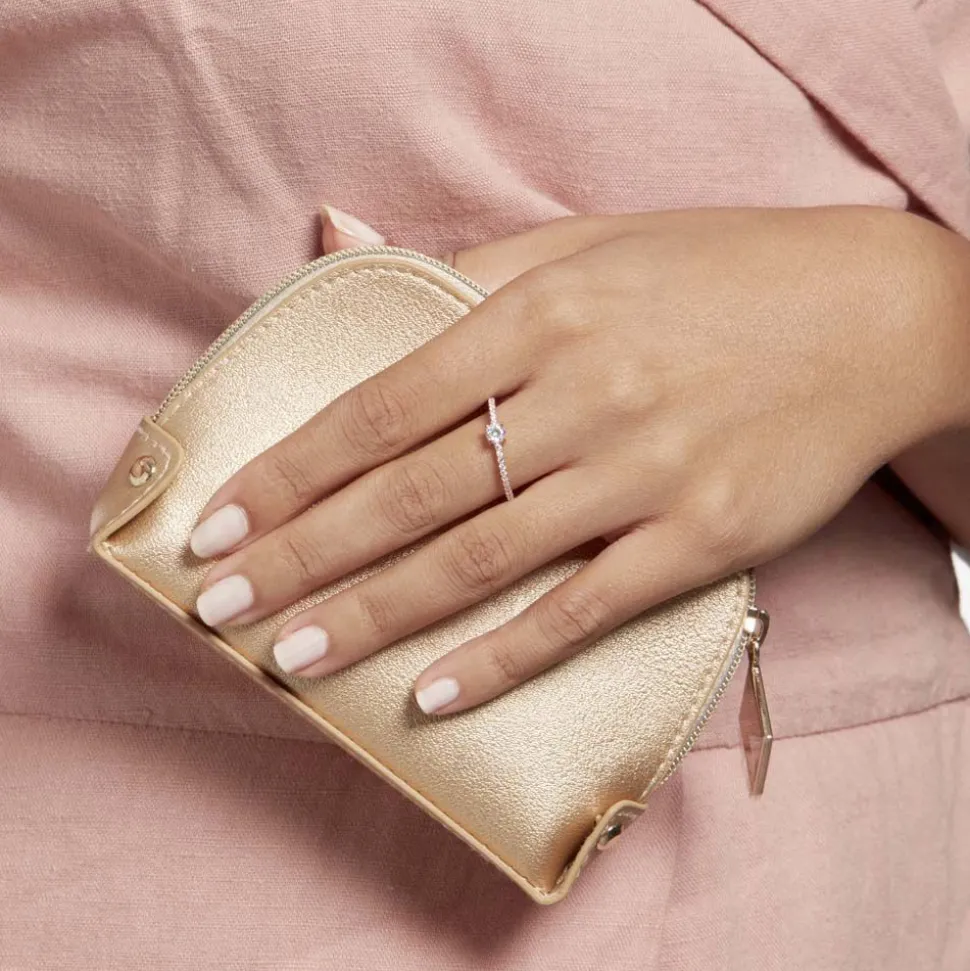 Bague Solitaire Ursi Argent Rose Oxyde De Zirconium