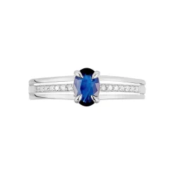 Bague Sylvestine Or Blanc Saphir Et Diamant